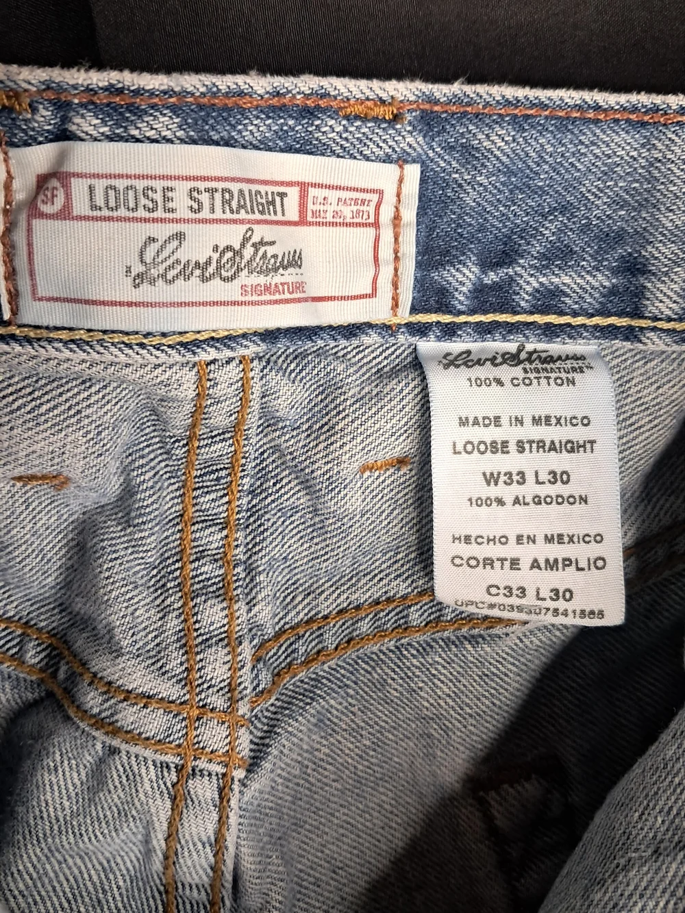 Vintage Signature by Levi Strauss Men's Loose Straight Jeans W33 L30 100% Cotton